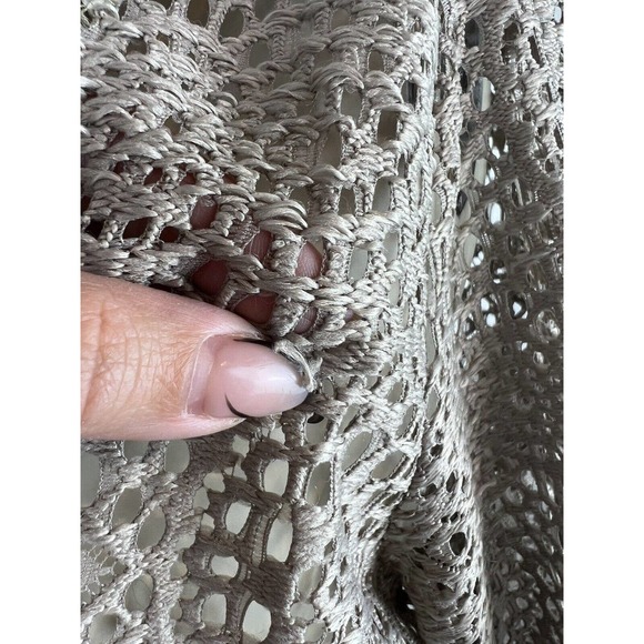 Comfy USA Open Knit Asymmetrical Jacket S Button Crotchet Sheer Fishnet Blazer - Picture 12 of 12